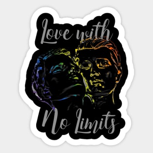 LGBTQ, Gay, Love with No Limits, Rainbow Colors, T-Shirt Sticker